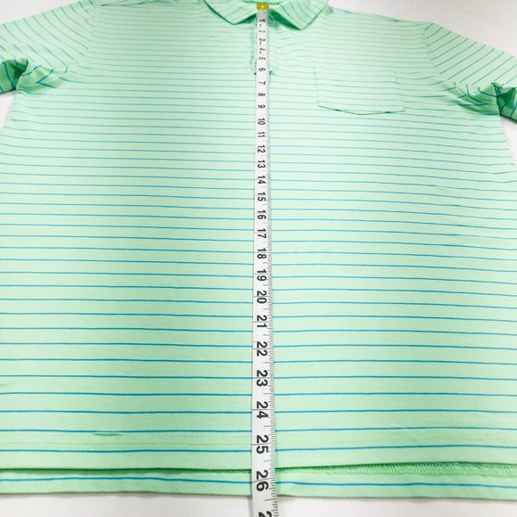 Peter Millar Seaside Wash Polo Shirt S/S Green Blue Striped Men's Size Large - Picture 9 of 11